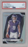 J.J. McCarthy from the 2024 Panini Prizm set graded by PSA and given an overall grade of 9.