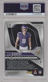 J.J. McCarthy from the 2024 Panini Prizm set graded by PSA and given an overall grade of 9.