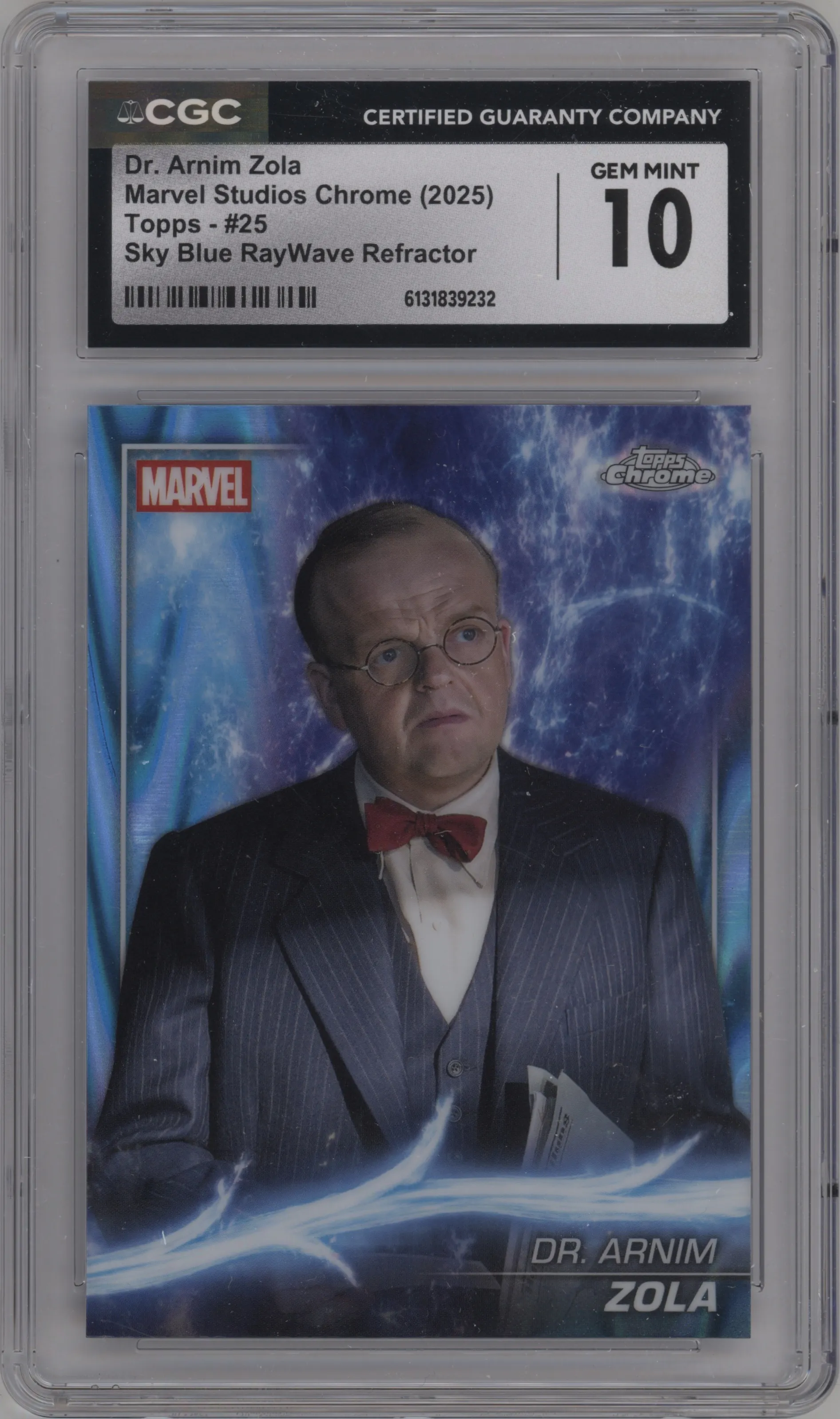 2025 Topps Chrome Marvel Studios Dr. Arnim Zola Sky Blue RayWave Refractor #25 CGC 10