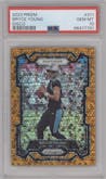 Bryce Young from the 2023 Panini Prizm set featuring a Disco parallel graded by PSA and given an overall grade of 10.