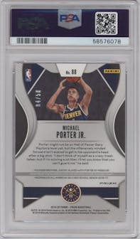 Michael Porter Jr. from the 2019-20 Panini Prizm set featuring a Fast Break Pink parallel graded by PSA and given an overall grade of 10.
