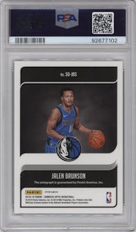 Jalen Brunson from the 2018-19 Panini Donruss Optic set featuring a Choice parallel graded by PSA and given an overall grade of 10.