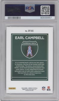 Earl Campbell from the 2022 Panini Donruss set graded by PSA and given an overall grade of 9.