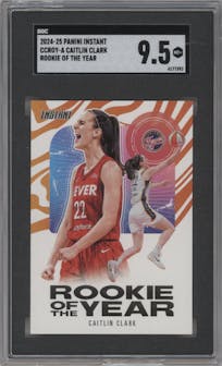 Caitlin Clark from the 2024-25 Panini Instant WNBA set graded by SGC and given an overall grade of 9.5.