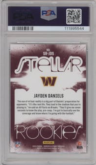 Jayden Daniels from the 2024 Panini Rookies & Stars set graded by PSA and given an overall grade of 9.