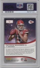Patrick Mahomes II from the 2017 Panini Rookies & Stars set graded by PSA and given an overall grade of 10.