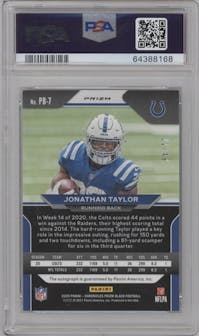 Jonathan Taylor from the 2020 Panini Chronicles set featuring a Green parallel graded by PSA and given an overall grade of 10.