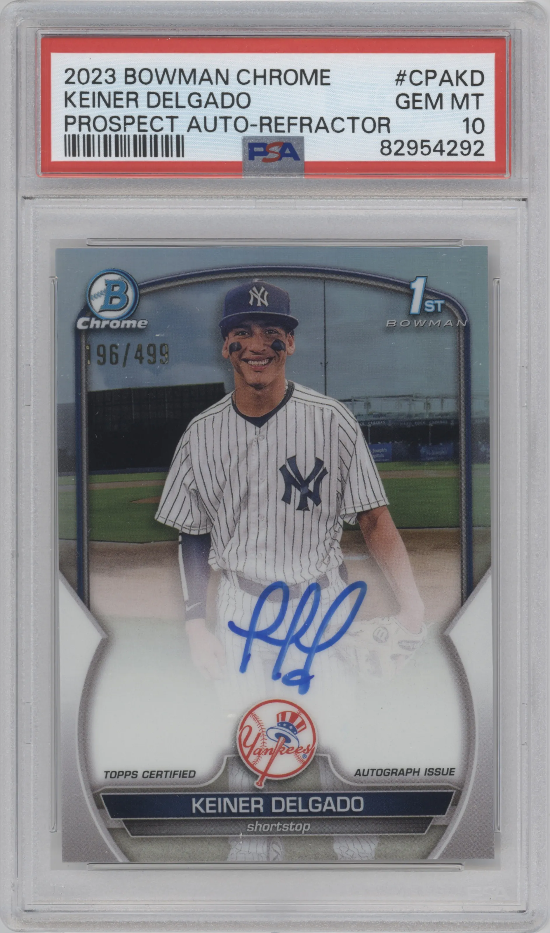 2023 Bowman Chrome Chr.Pros.Auto Keiner Delgado Refractor PSA 10