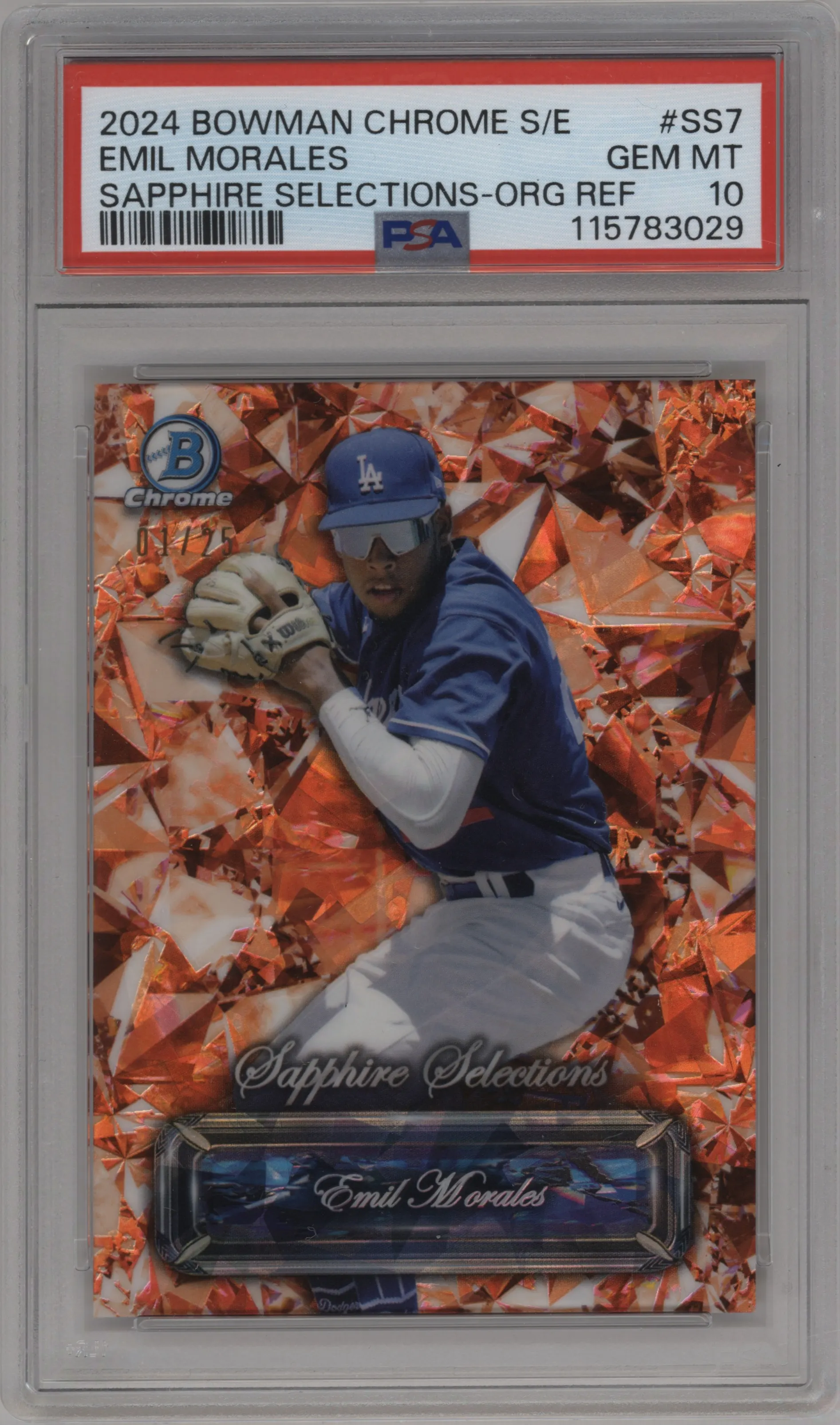 2024 Bowman Chrome Sapphire Sapphire Selections Emil Morales Orange #SS-7 PSA 10