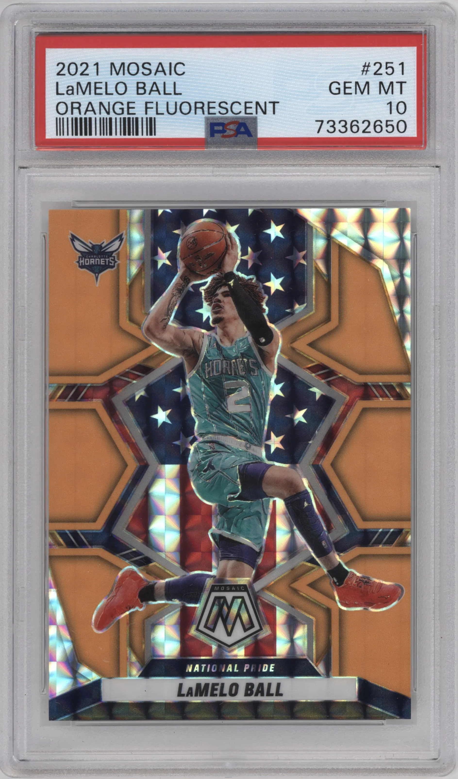 2021 Panini Mosaic LaMelo Ball Orange Fluorescent #251 PSA 10