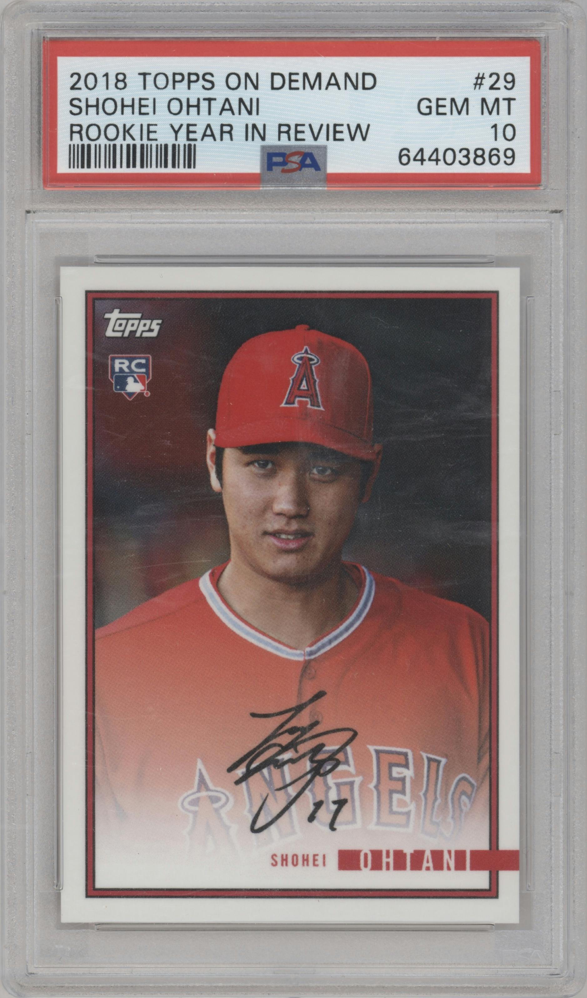 Shohei Ohtani from the 2018 Topps On Demand set graded by PSA and given an overall grade of 10.