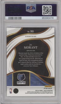 Ja Morant from the 2023-24 Panini Select  set featuring a Disco  Light Blue parallel graded by PSA and given an overall grade of 9.