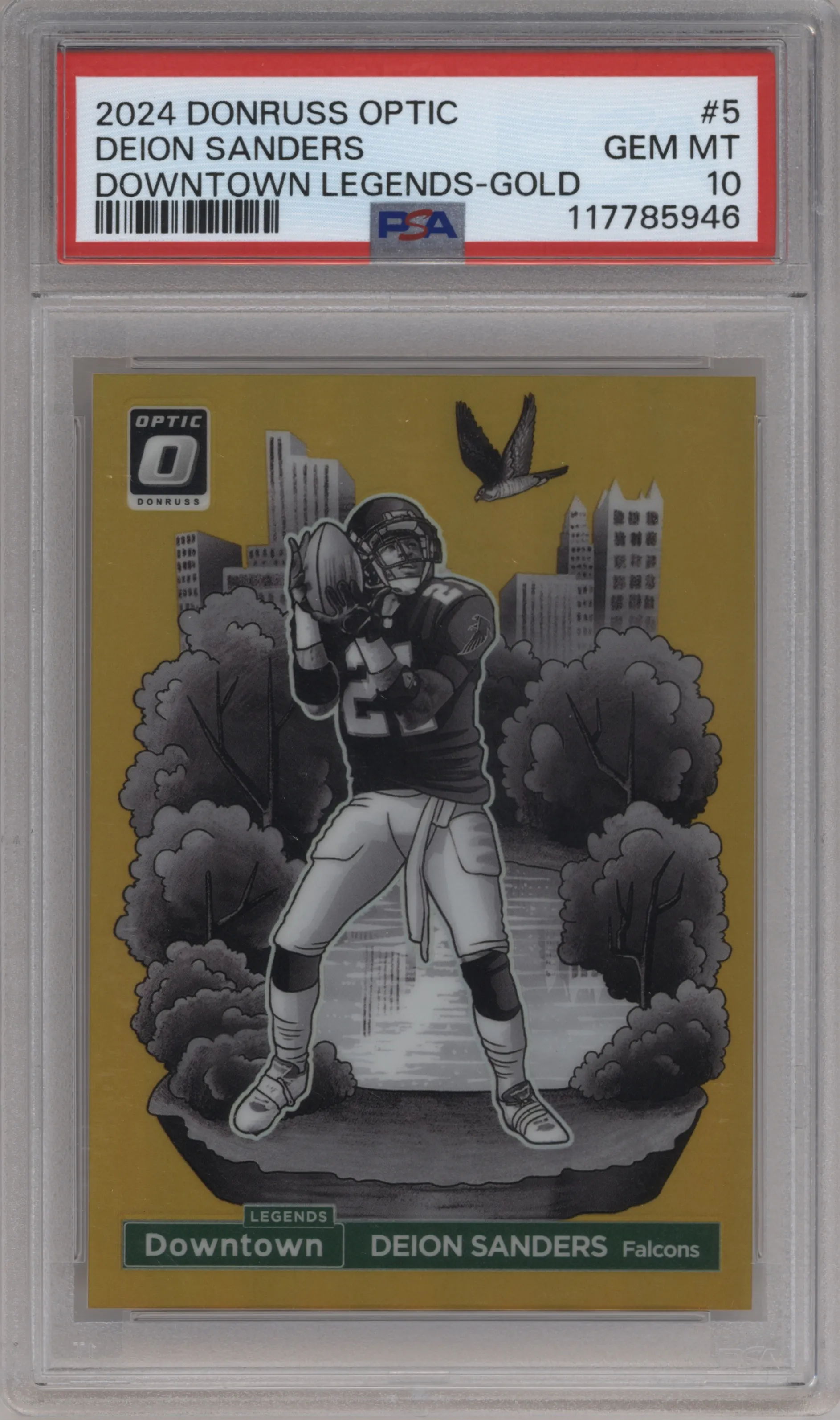 2024 Donruss Optic Downtown Legends Deion Sanders Gold PSA 10