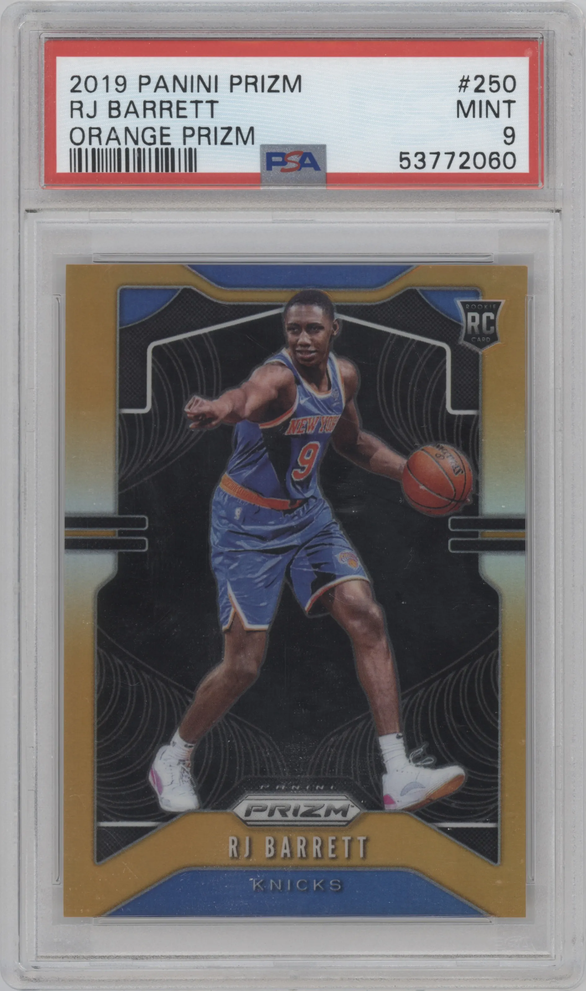 2019 Panini Prizm RJ Barrett Orange Prizm PSA 9