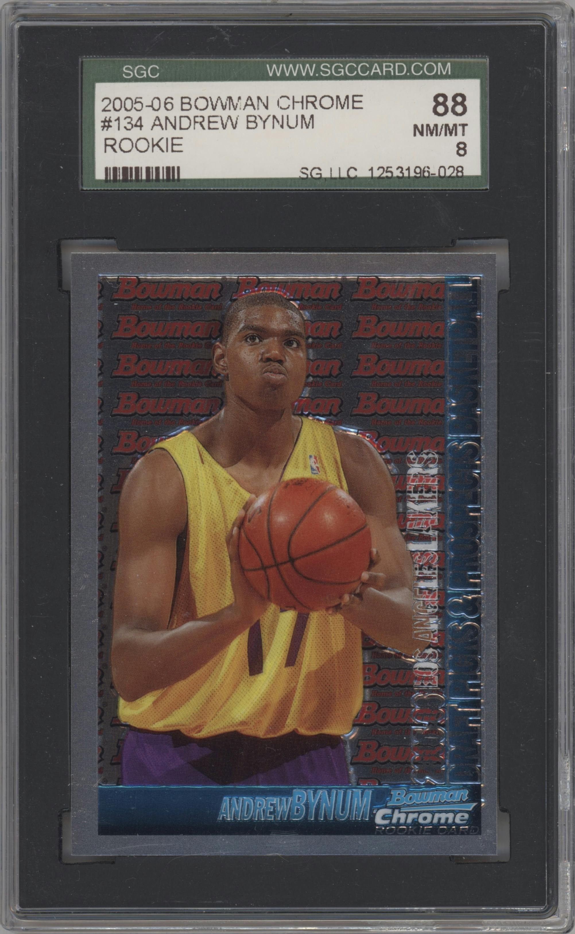 Andrew Bynum from the 2005-06 Bowman set graded by SGC and given an overall grade of 8.
