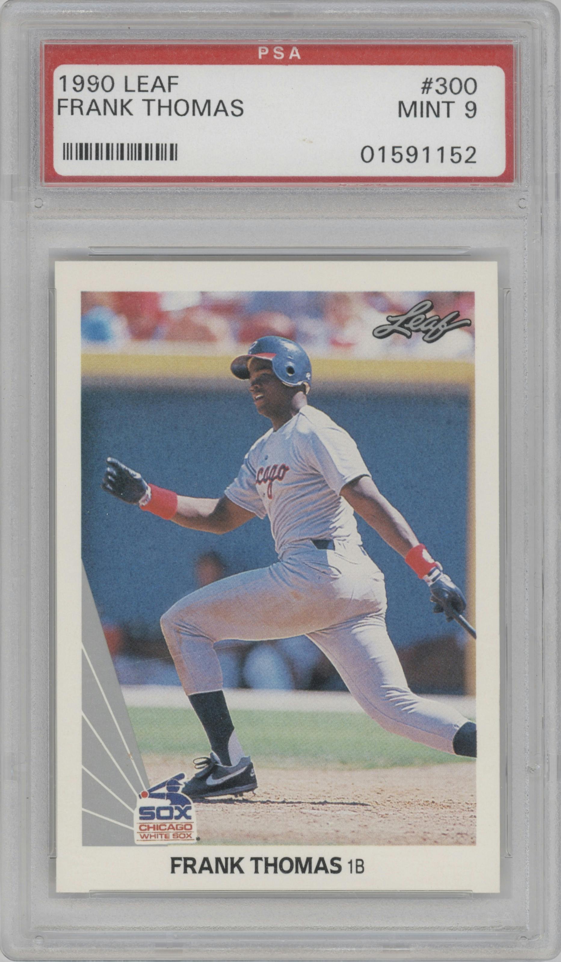 Frank Thomas from the 1990 Leaf set graded by PSA and given an overall grade of 9.