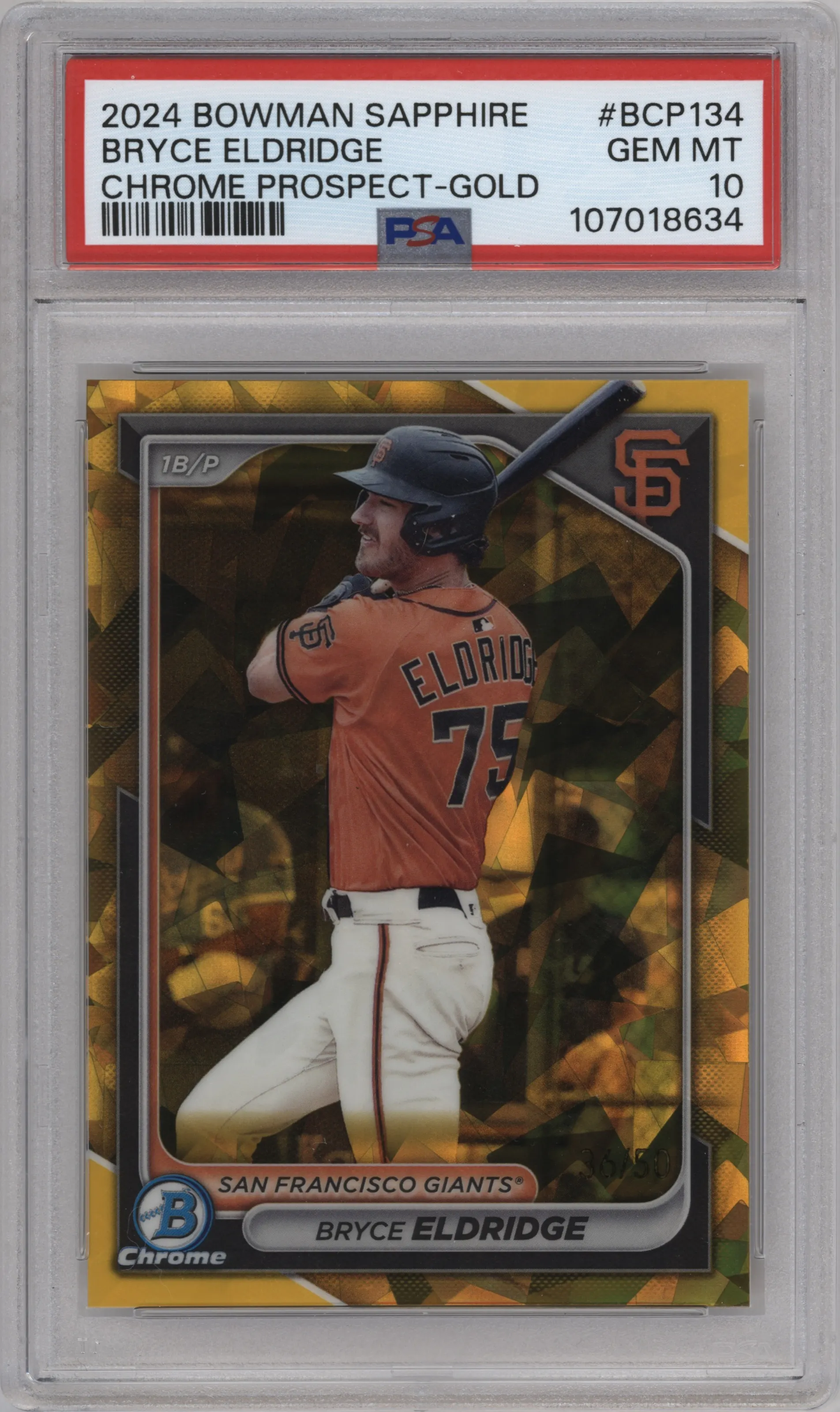 2024 Bowman Sapphire Edition Bryce Eldridge Gold PSA 10