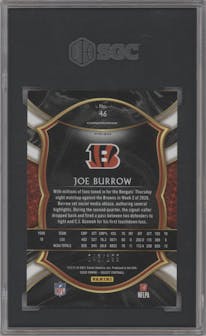 Joe Burrow from the 2020 Panini Select set featuring a Tri-Color parallel graded by SGC and given an overall grade of 10.