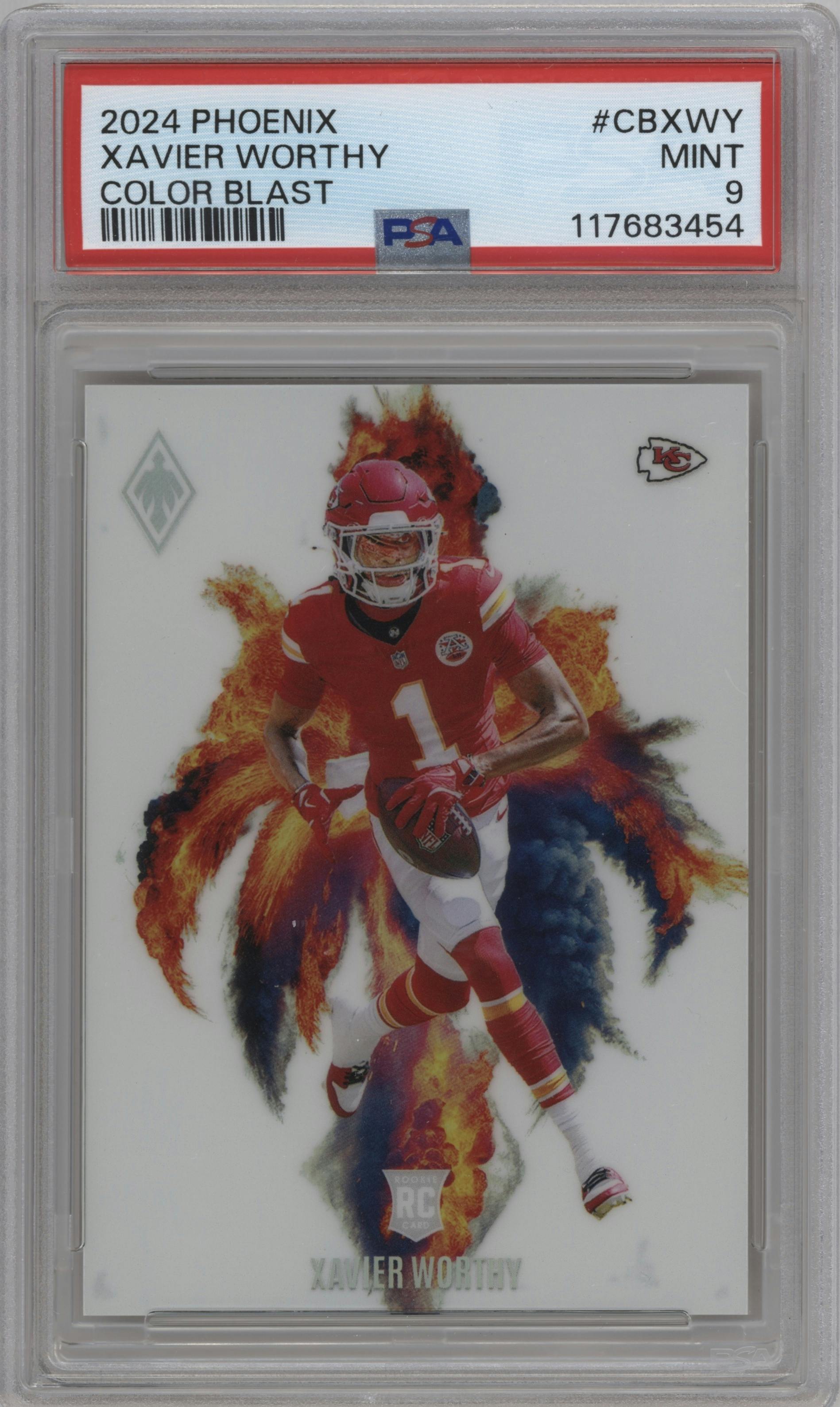 Xavier Worthy	 from the 2024 Panini Phoenix set graded by PSA and given an overall grade of 9.