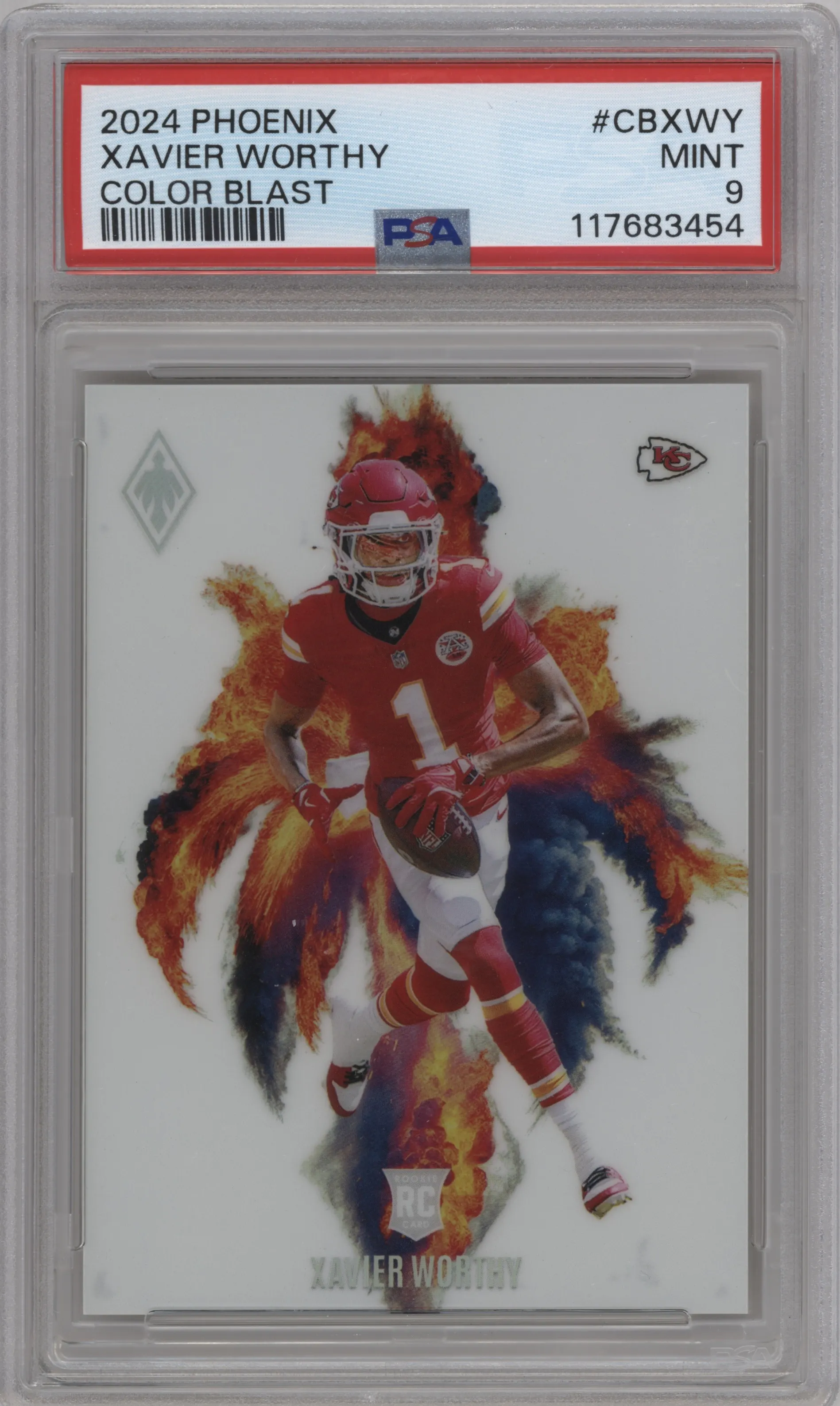 2024 Panini Phoenix Color Blast Xavier Worthy #CB-XWY PSA 9