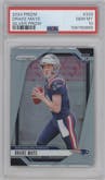 Drake Maye from the 2024 Panini Prizm set featuring a Silver Prizm parallel graded by PSA and given an overall grade of 10.