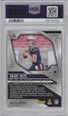 Drake Maye from the 2024 Panini Prizm set featuring a Silver Prizm parallel graded by PSA and given an overall grade of 10.