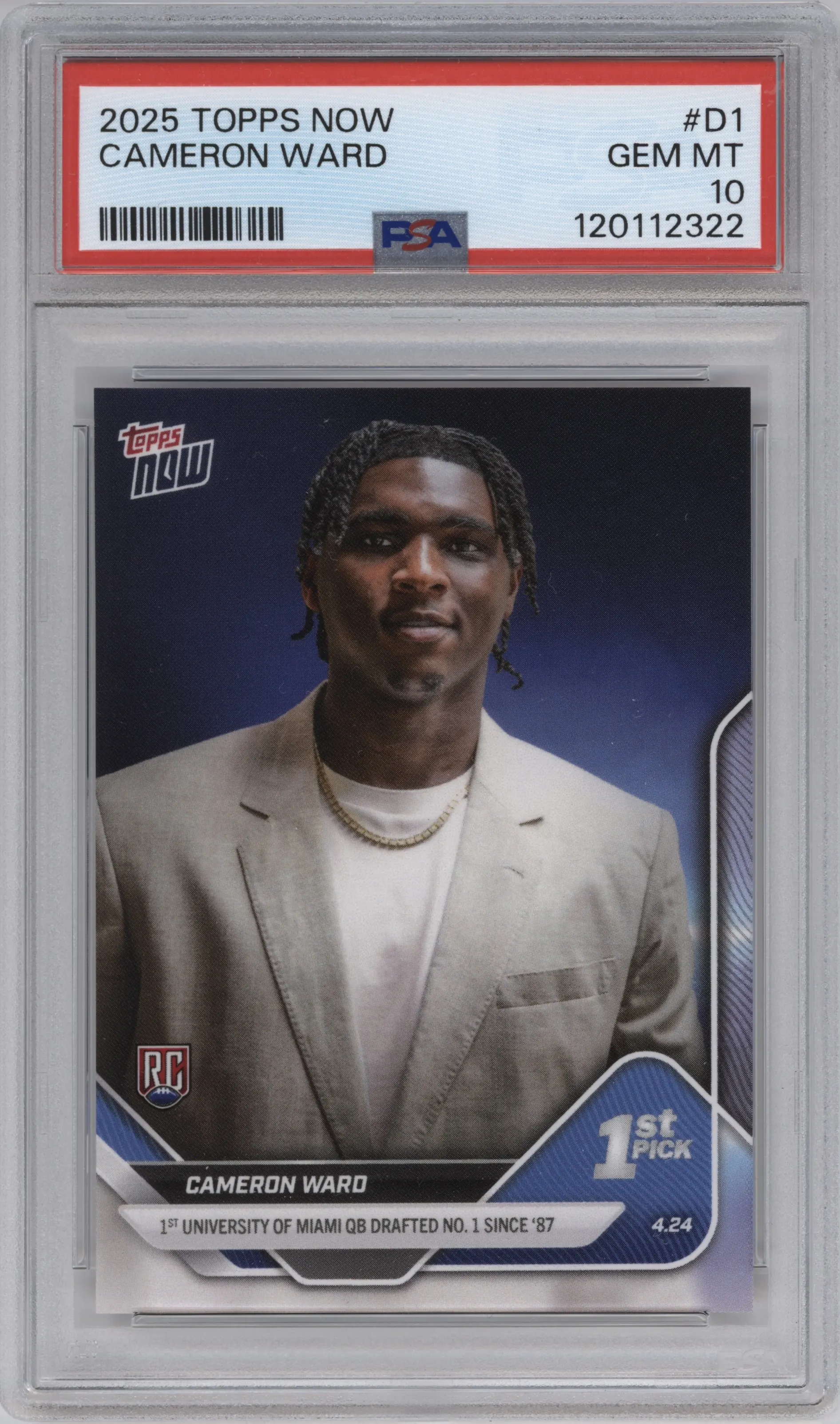 2025 Topps Now Cameron Ward PSA 10