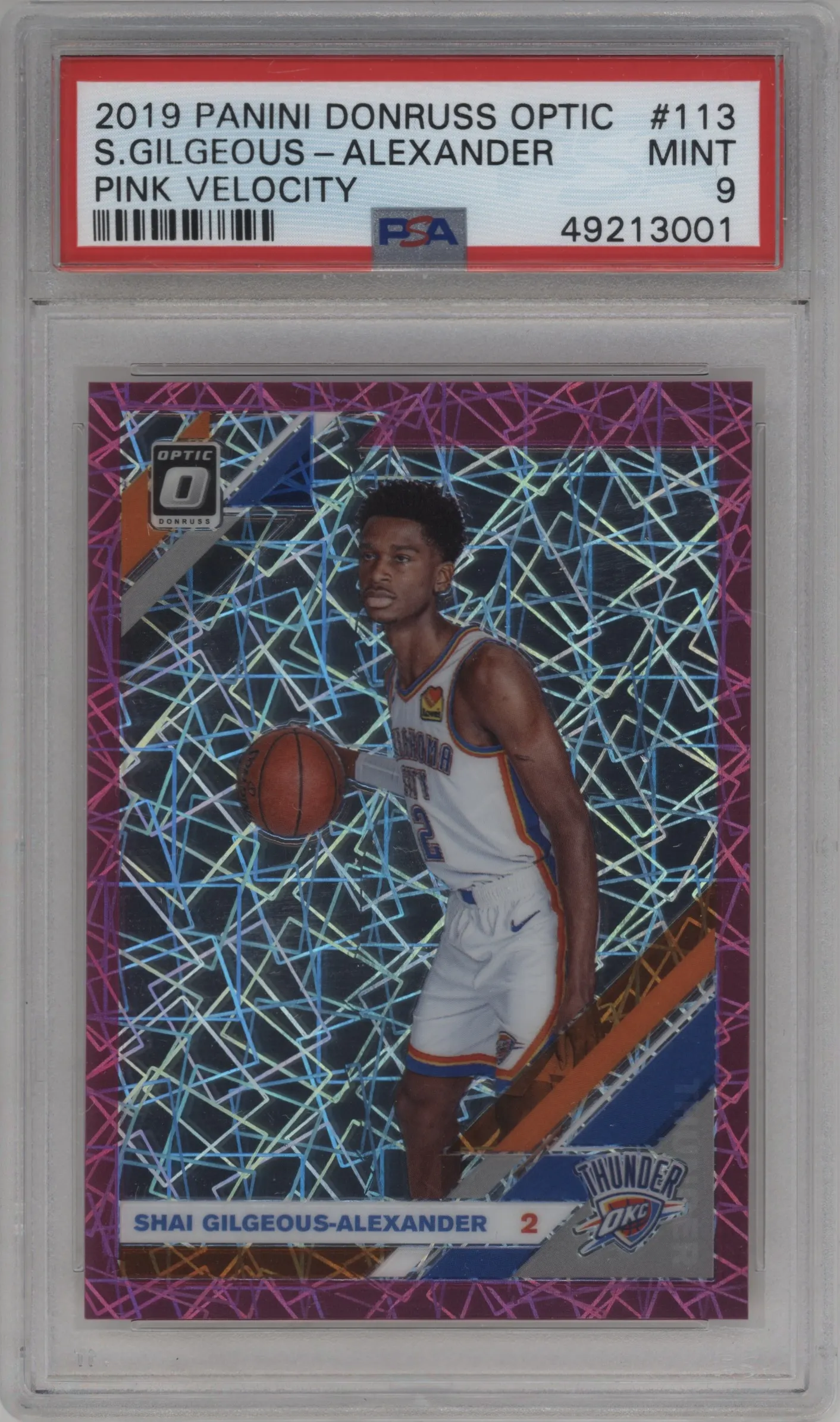 2019 Panini Donruss Optic Shai Gilgeous-Alexander Pink Velocity #113 PSA 9