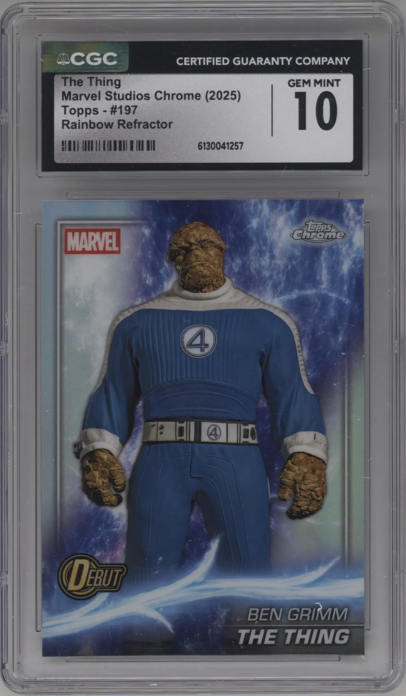 2025 Topps Chrome Marvel Studios The Thing Rainbow Refractor CGC 10