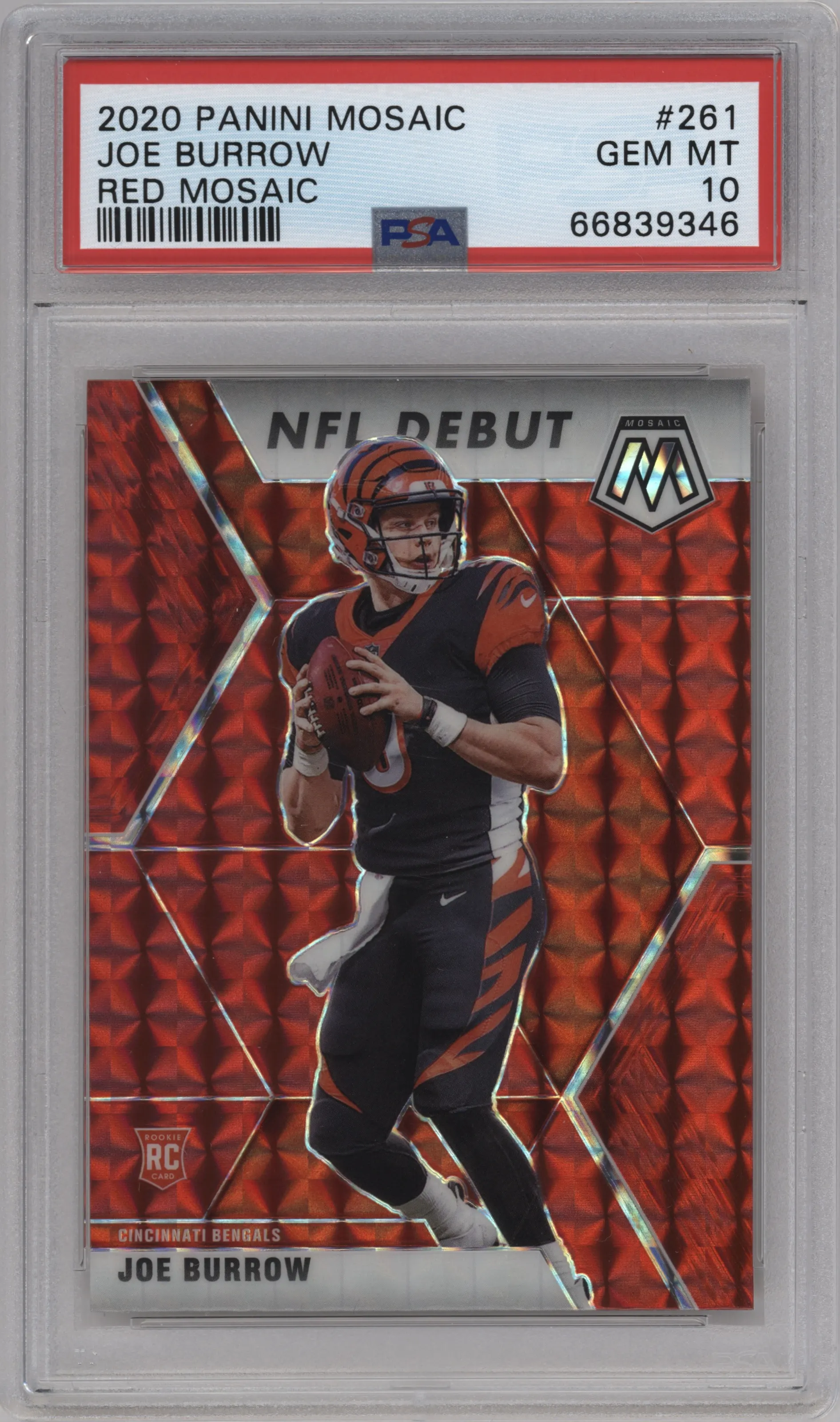 2020 Panini Mosaic Joe Burrow Red Mosaic #261 PSA 10