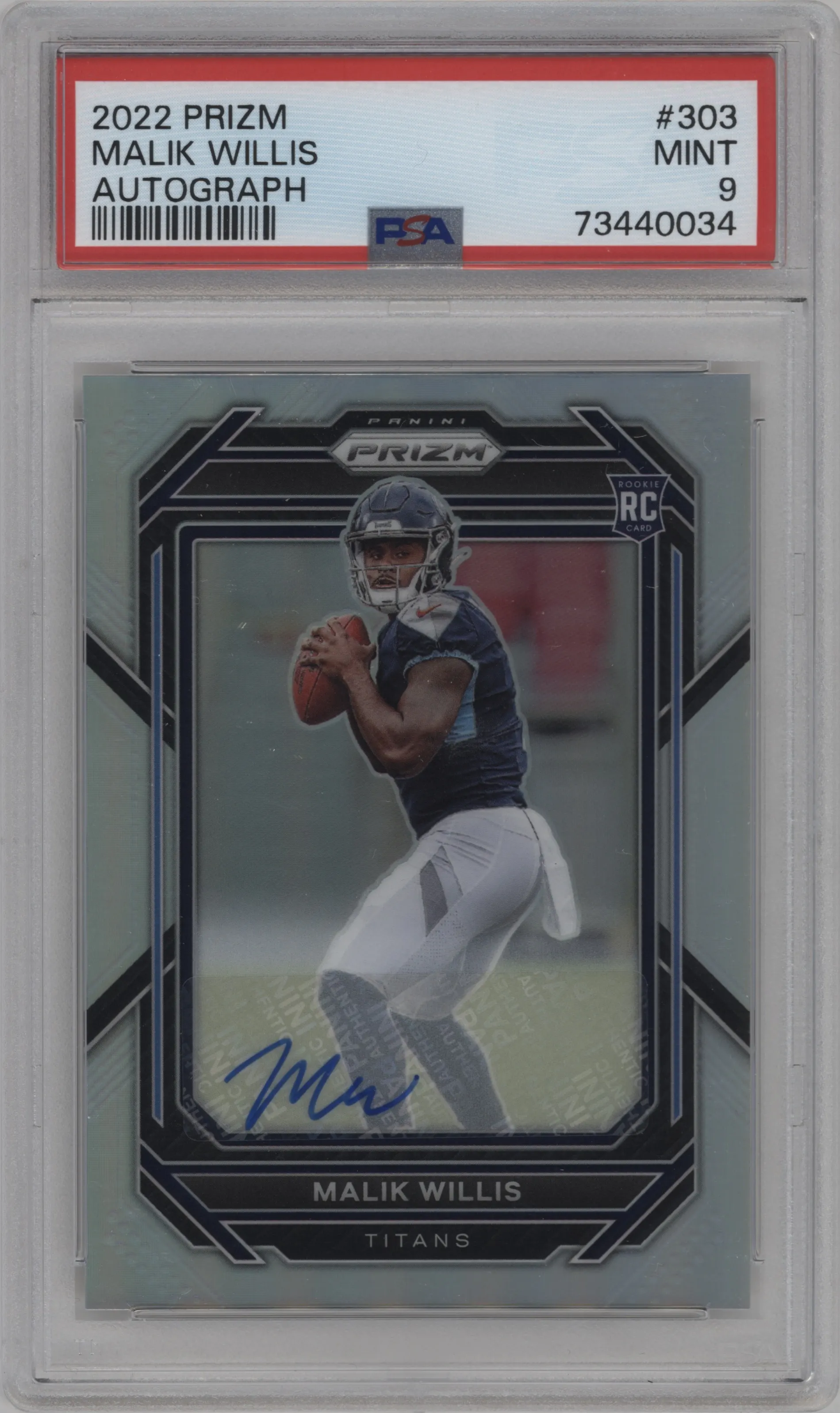 2022 Panini Prizm Rke.Auto Malik Willis #303 PSA 9