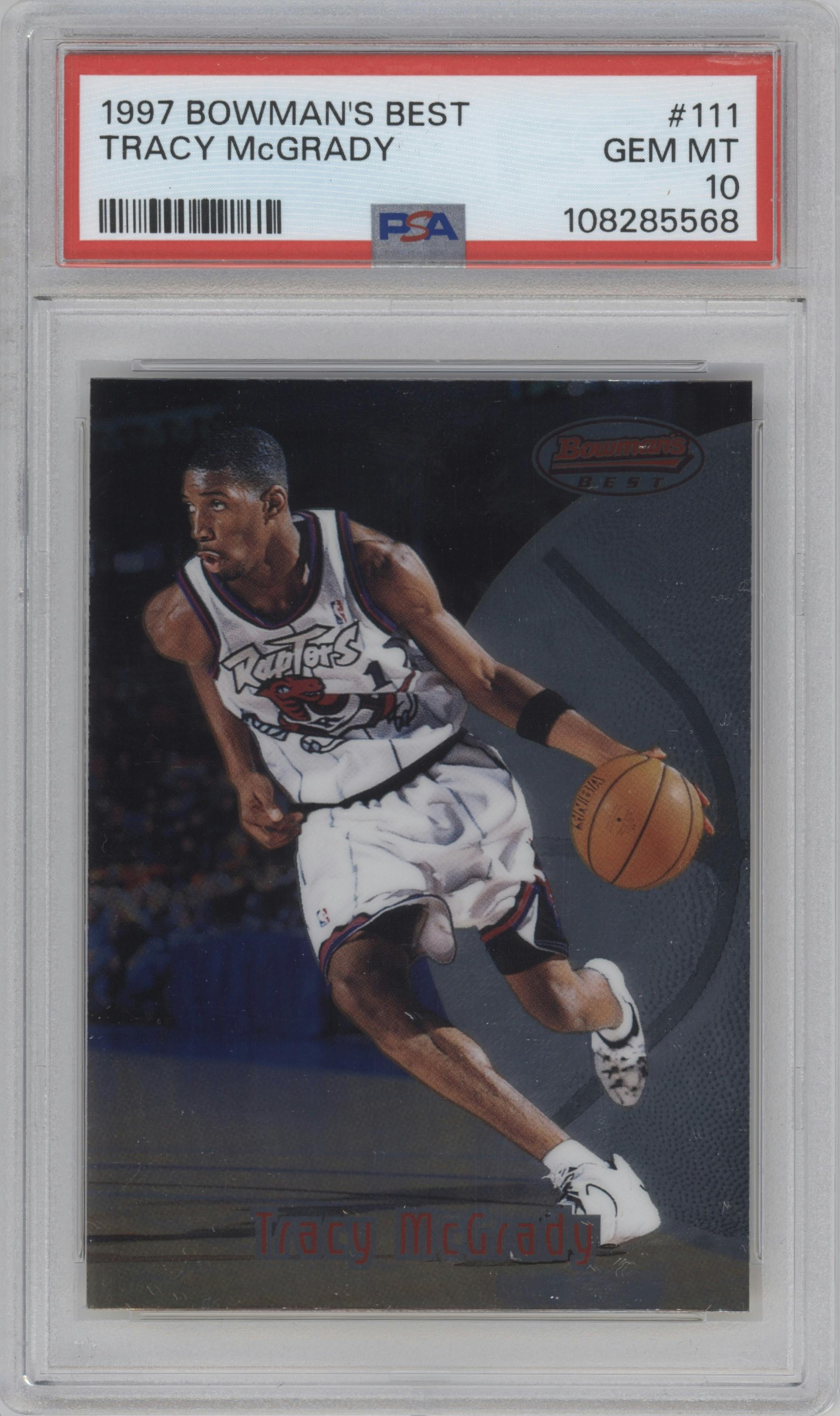 Tracy McGrady from the 1997-98 Bowman's Best set graded by PSA and given an overall grade of 10.