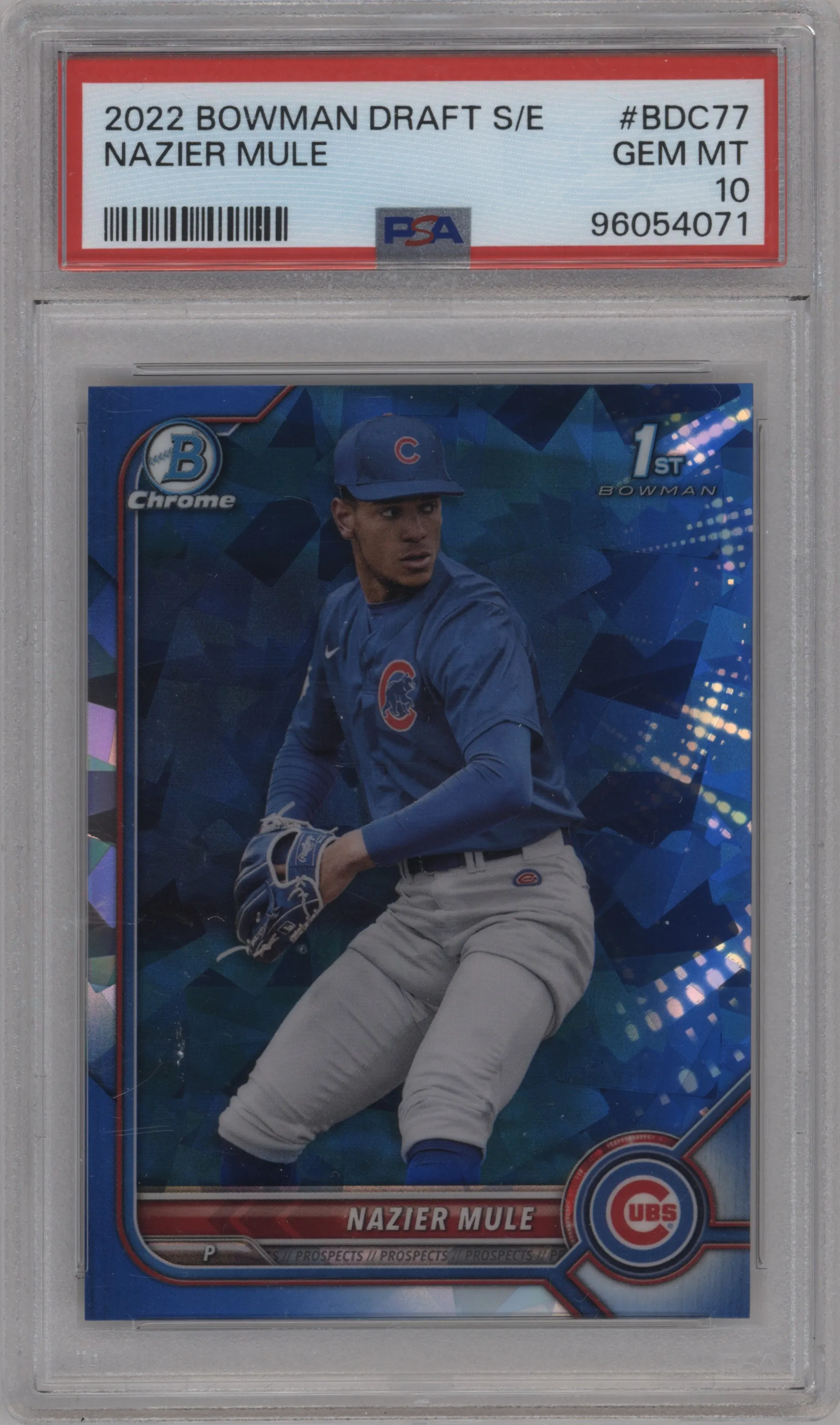 2022 Bowman Draft Sapphire Edition Chrome Nazier Mule PSA 10