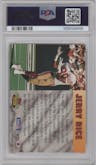 Jerry Rice from the 1993 Topps Stadium Club set featuring a Members Only parallel graded by PSA and given an overall grade of 9.