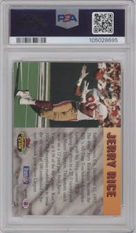 Jerry Rice from the 1993 Topps Stadium Club set featuring a Members Only parallel graded by PSA and given an overall grade of 9.