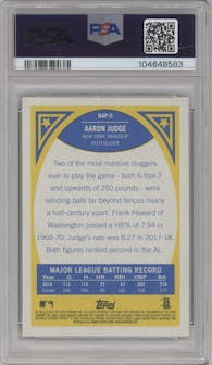 Aaron Judge from the 2019 Topps Heritage set graded by PSA and given an overall grade of 9.