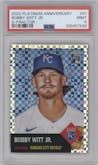 Bobby Witt Jr.  from the 2022 Topps Chrome Platinum Anniversary set featuring a X-Fractor parallel graded by PSA and given an overall grade of 9.