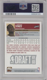 LeBron James from the 2003-04 Topps set graded by PSA and given an overall grade of 9.