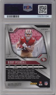 Ricky Pearsall from the 2024 Panini Prizm set featuring a Red Wave parallel graded by PSA and given an overall grade of 10.