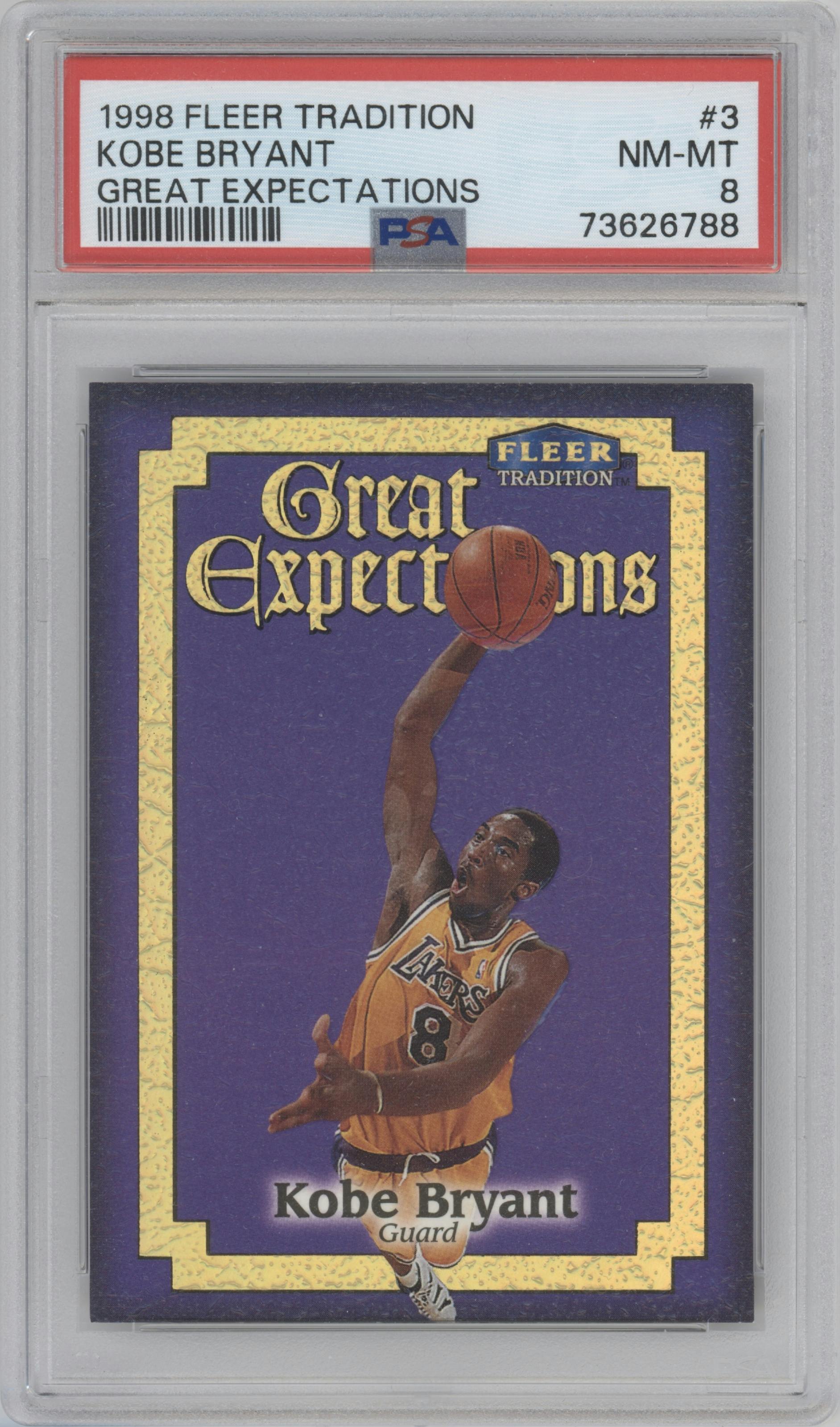 Kobe Bryant from the 1998-99 Fleer Tradition set graded by PSA and given an overall grade of 8.
