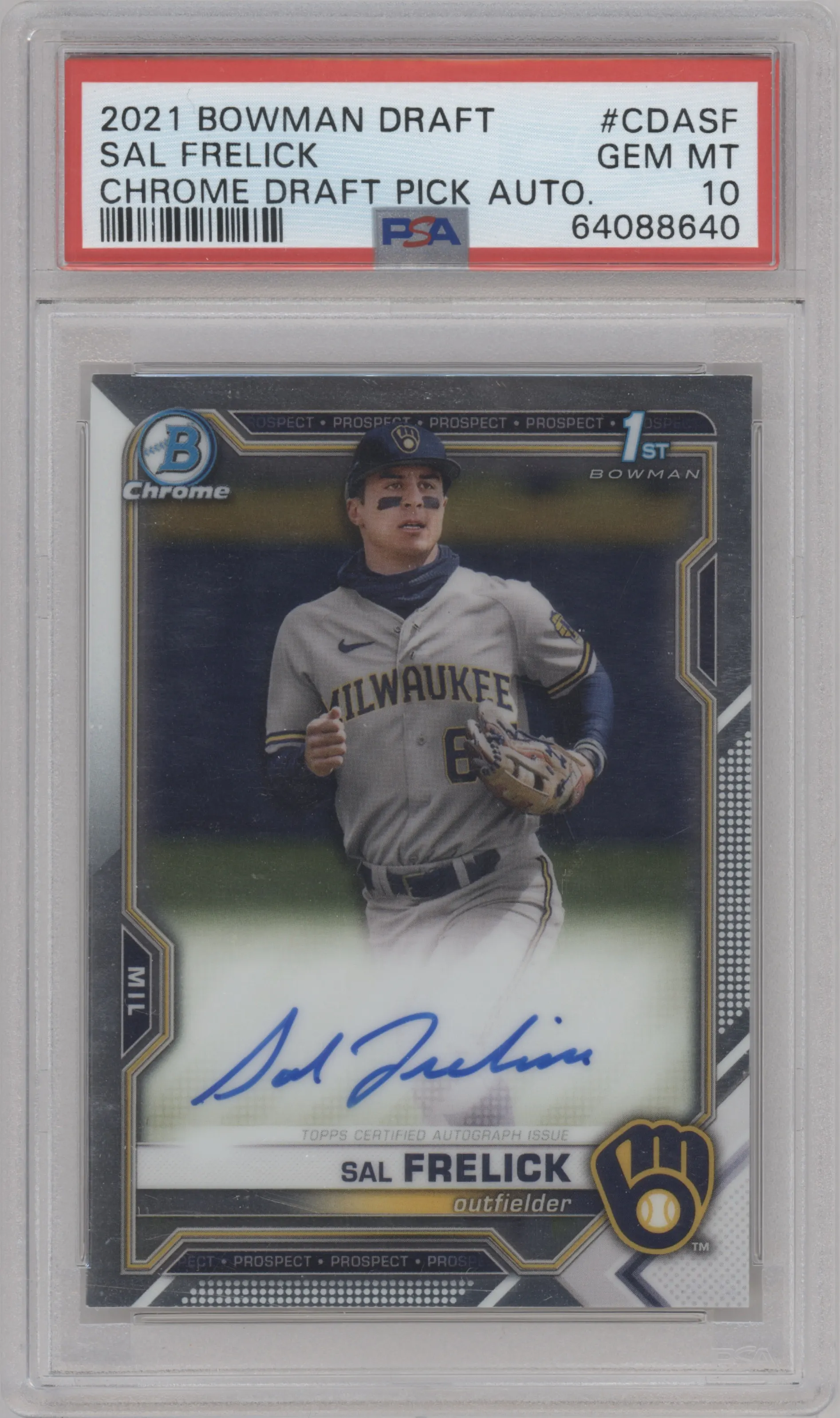2021 Bowman Draft Chr.DP Auto Sal Frelick #CDA-SF PSA 10