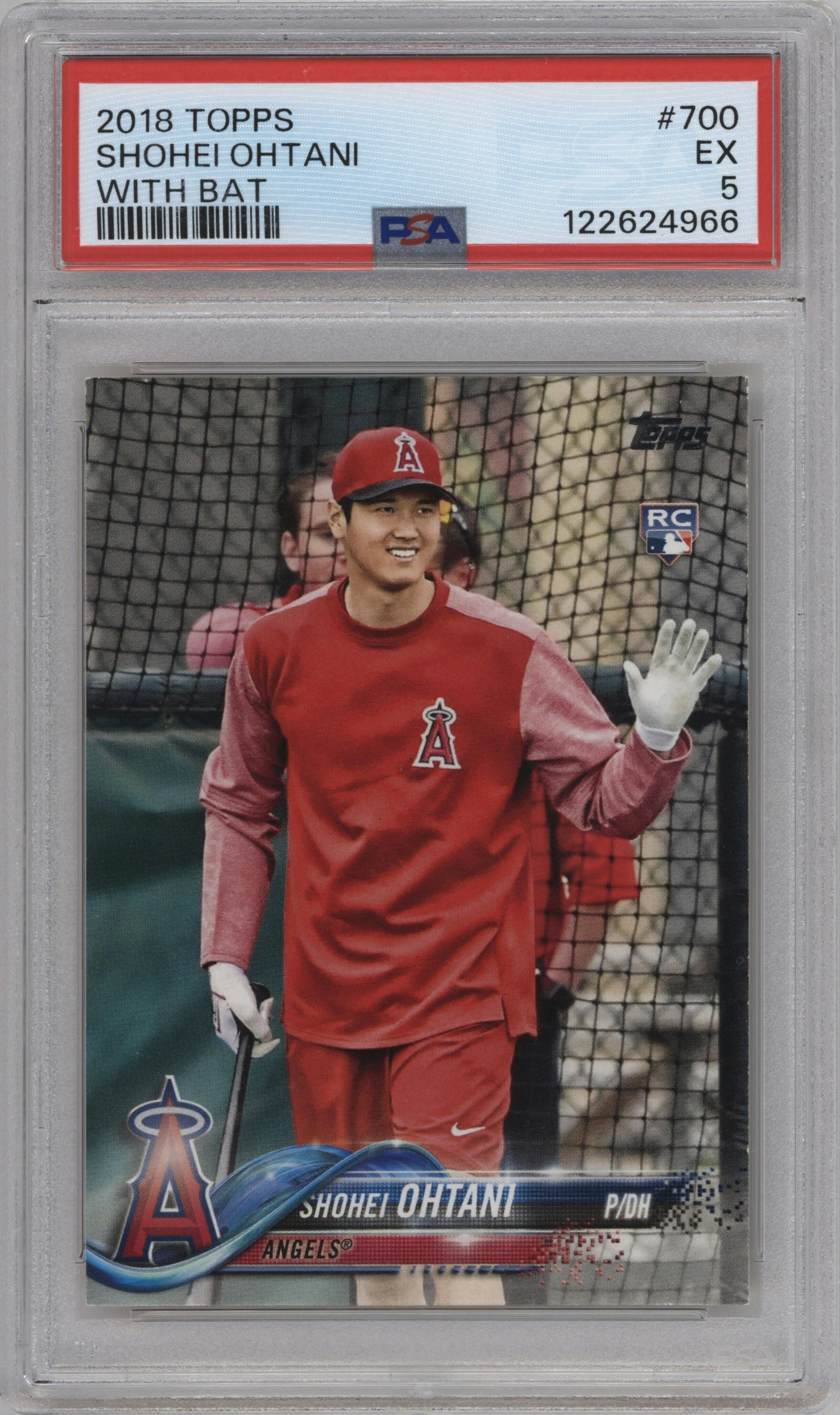 Shohei Ohtani from the 2018 Topps Series 2 set graded by PSA and given an overall grade of 5.