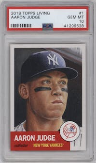 Aaron Judge from the Ultimate Topps Living Set   set graded by PSA and given an overall grade of 10.
