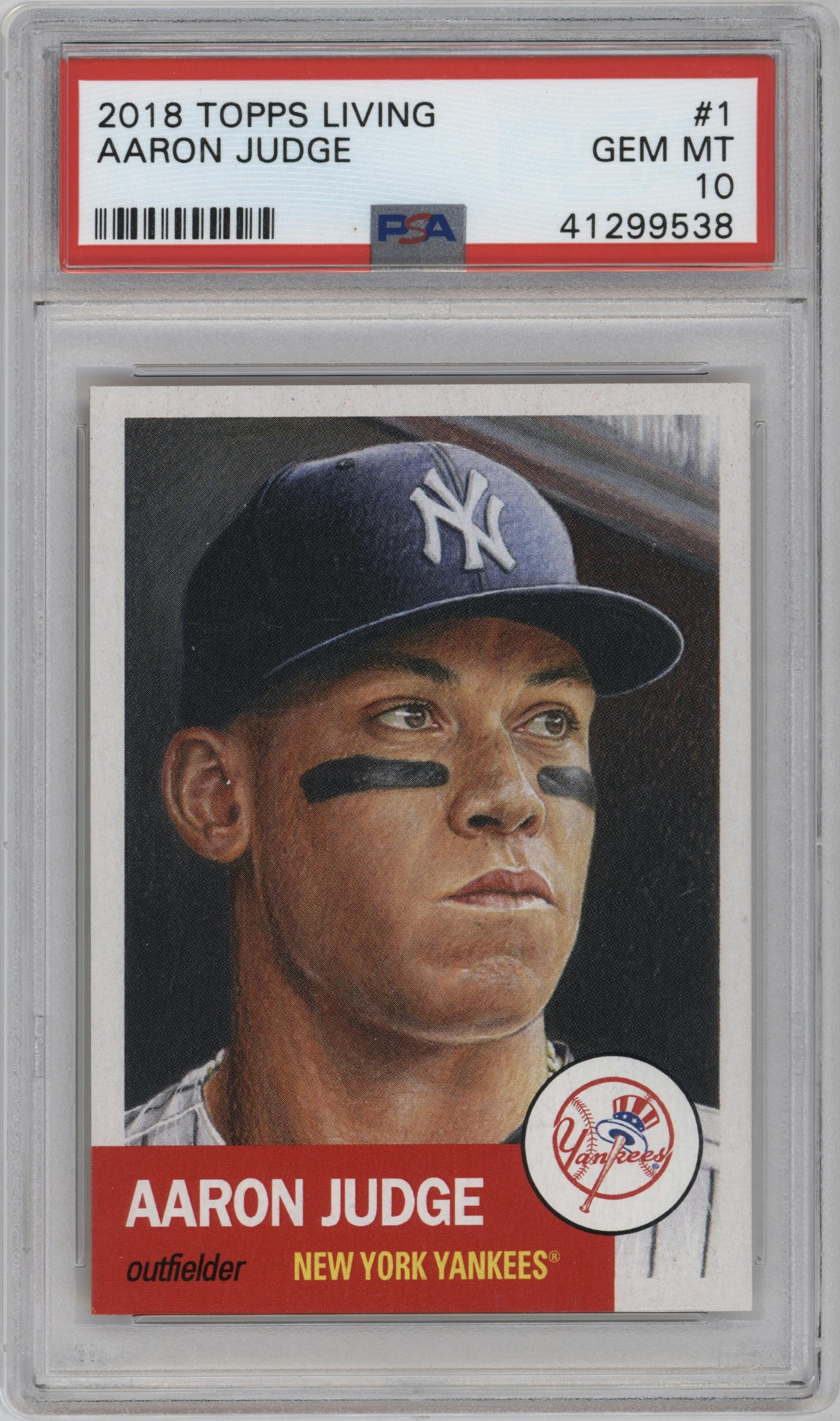 Aaron Judge from the Ultimate Topps Living Set   set graded by PSA and given an overall grade of 10.