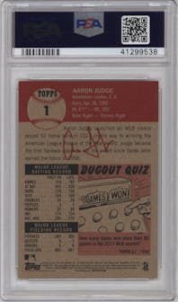 Aaron Judge from the Ultimate Topps Living Set   set graded by PSA and given an overall grade of 10.