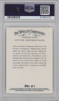 Victor Wembanyama from the 2023 Topps Allen & Ginter set graded by PSA and given an overall grade of 10.