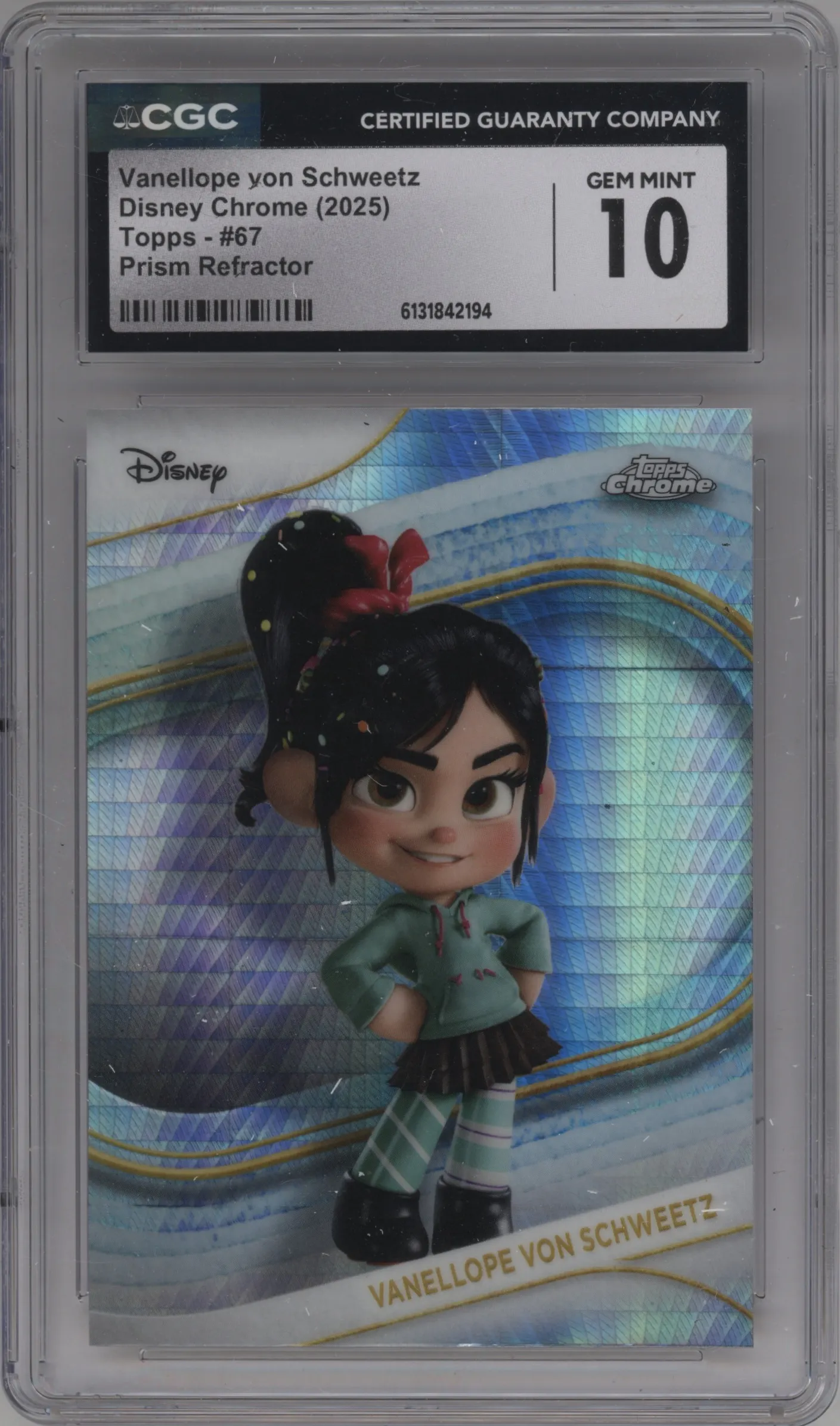 2025 Topps Chrome Disney Vanellope Von Schweetz Prism Refractor #67 CGC 10