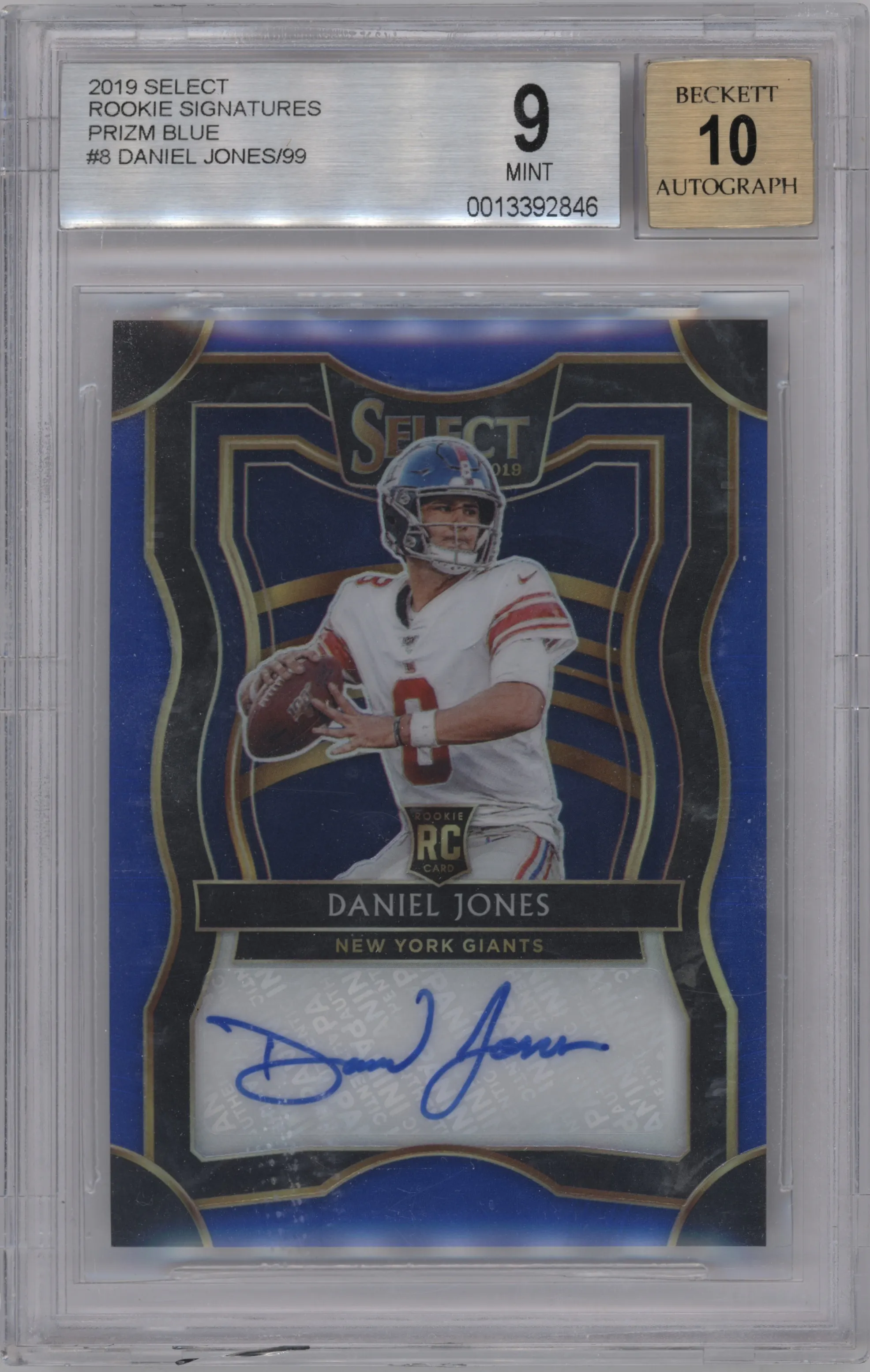 2019 Panini Select Rke.Sig. Daniel Jones Blue BGS 9