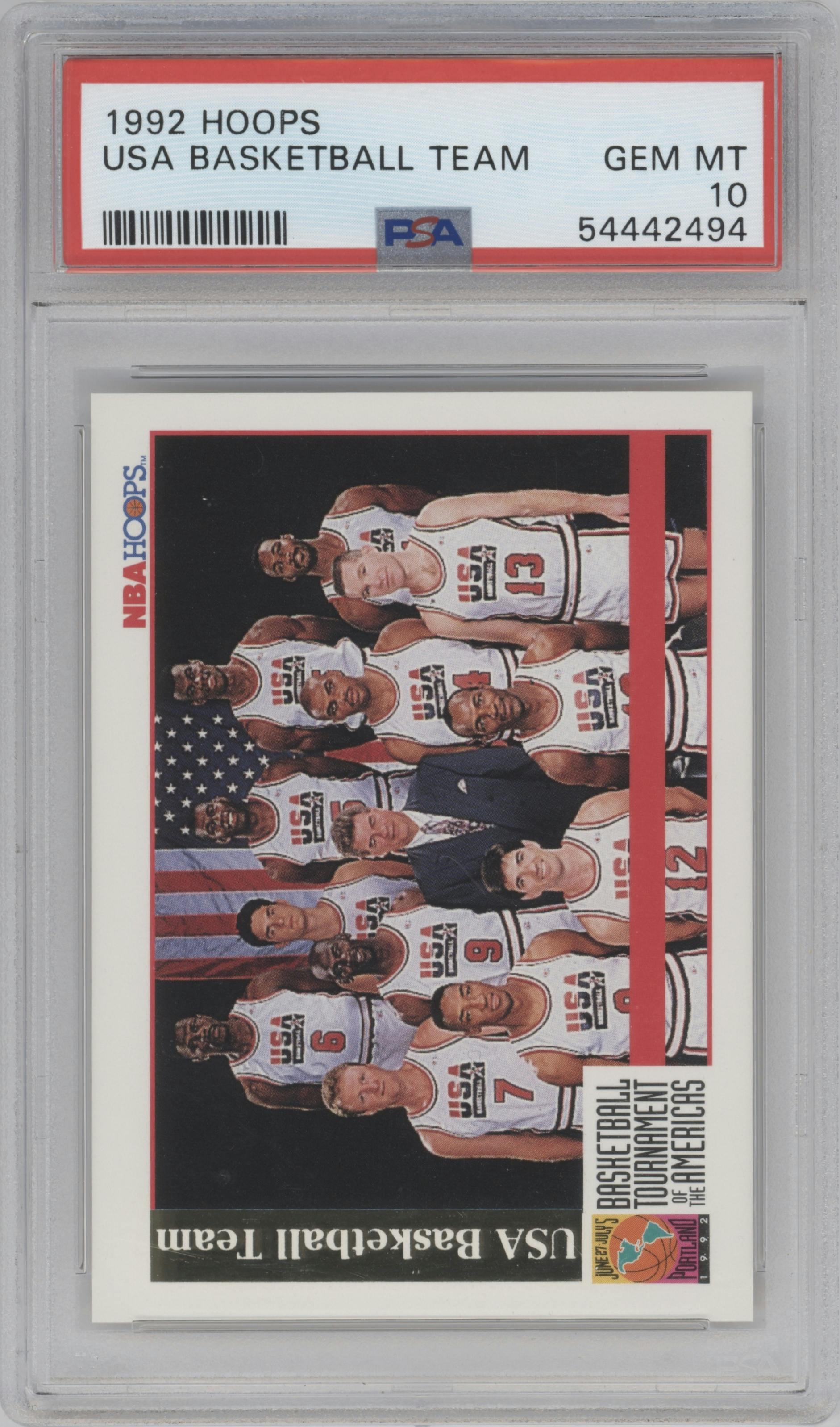 USA Basketball Team from the 1992-93 NBA Hoops set graded by PSA and given an overall grade of 10.