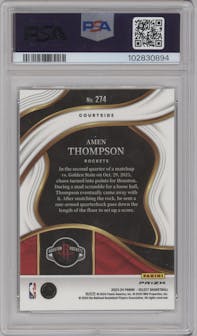 Amen Thompson from the 2023-24 Panini Select  set featuring a  Tectonic parallel graded by PSA and given an overall grade of 10.